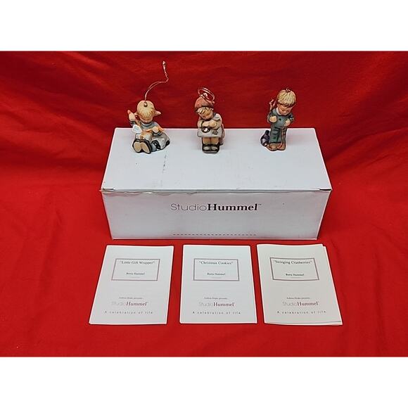 3 Berta Hummel Goebel Christmas Ornament Gift Wrapper, Xmas Cookies, Cranberries - Picture 1 of 5